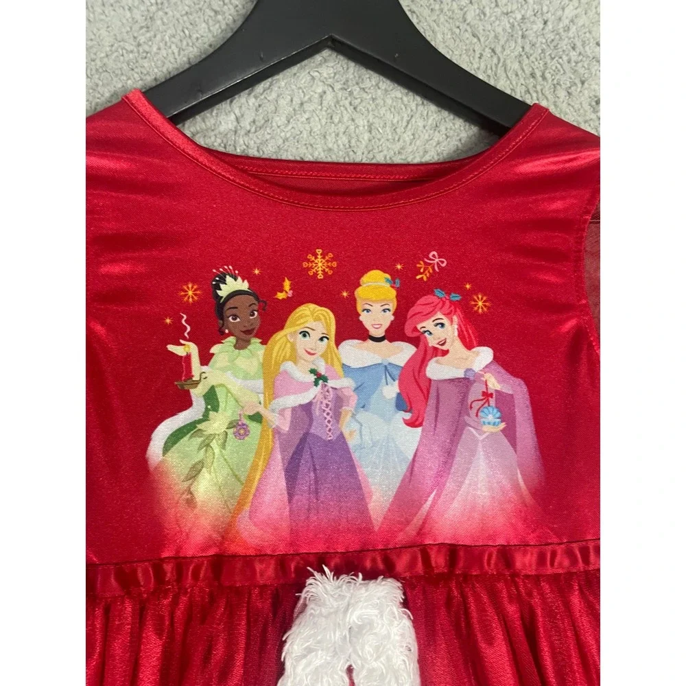 Disney Princess Christmas Nightgown Girls 6 6X Tiana Rapunzel Cinderella Belle